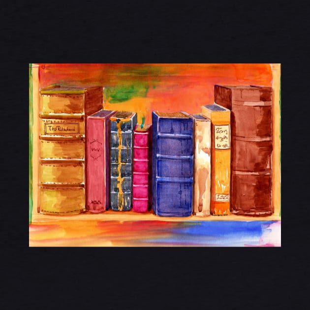 Old Books Watercolor by MMcBuck